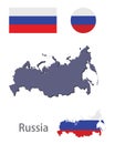 Russia silhouette and flag vector