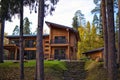 Russia, Siverskaya, Leningrad region - October 15, 2023: Wooden house in the forest