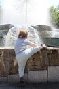 Russia: a small child climbed into the fountain in the summer, the boy is hot