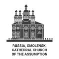 Russia, Smolensk, Cathedral Church Of The Assumption travel landmark vector illustration