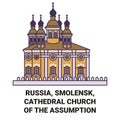 Russia, Smolensk, Cathedral Church Of The Assumption travel landmark vector illustration