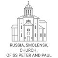 Russia, Smolensk, Church , Of Ss Peter And Paul travel landmark vector illustration