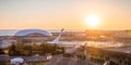 Russia, Sochi, August 15, 2016: Olympic stadium Fisht at sunset with sea on background Royalty Free Stock Photo