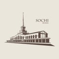 Russia, Sochi seaport. Vector architecture Royalty Free Stock Photo