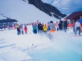 Russia, Sochi 11.05.2019. Snowboarding water competition at the ski resort Gorky-Gorod. Russia Sochi 05.11.2019 Royalty Free Stock Photo