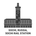 Russia, Sochi, Sochi Rail Station travel landmark vector illustration