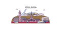 Russia, Sochi tourism landmarks, vector city travel illustration