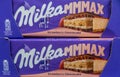 Russia, St. Petersburg - April 15, 2023: Milka chocolate close-up in the store