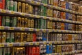 Russia, St. Petersburg, 15,08,2017 beer in banks in the supermarket Royalty Free Stock Photo