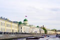 07.01.2021 Russia St. Petersburg. Building architecture. Fontanka embankment. Tour of rivers and canals Royalty Free Stock Photo