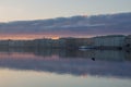 Russia, St. Petersburg, dawn over the Neva River in summer. View of the sights of the city. A gentle dawn morning. A sensual dawn,