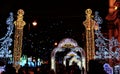 Russia, St. Petersburg - December, 10, 2023: New Year illumination in the night city