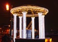 Russia, St. Petersburg - December 20, 2023: New Year's decoration of the rotunda in the night city