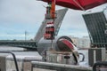 Russia, St. Petersburg, drawbridges, the Palace Bridge is divorced, hot corn on the background of a divorced bridge, Summer daytim