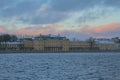 Russia, St. Petersburg, early winter, Neva River embankment, Menshikov Palace, attraction. Gentle blue light