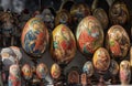 Easter eggs painted with Madonnas with a baby at a souvenir shop
