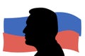 Russia, st.petersburg, 16 February 2021 Portrait silhouette of politician Navalny with the Russian flag