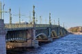 Russia, St Petersburg, a fragment of the Trinity Bridge over the Neva River