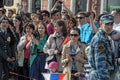 Happy spectators at the WWII victory parade