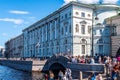 Russia, St. Petersburg, July 2020. Embankment in the city center on the day of the Navy.