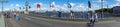 Russia, St. Petersburg, July 2020. Panorama of the festively decorated bridge over the Neva River.