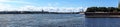 Russia, St. Petersburg, July 2020. Panorama of the Neva river bed in the city center.