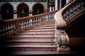 Russia, St. Petersburg - June 30, 2022: Stieglitz Academy, a majestic marble staircase surrounded by a mysterious twilight