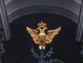 Russia, St. Petersburg - March 2: Golden double-headed eagle, symbol of Russia