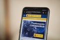 RUSSIA, ST.PETERSBURG - March 03, 2020: Government health Spain website on smartphone display on blurred background