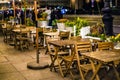 Russia, St. Petersburg - May 5, 2023: Tables and chairs in the cafe interior