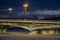 Russia St Petersburg New Year night Blagoveschensky bridge Royalty Free Stock Photo