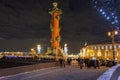 Russia St Petersburg New Year night Rostral columns