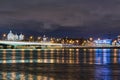 Russia, St Petersburg, Night view of the Alexander Nevsky Bridge on Neva River Royalty Free Stock Photo