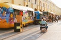 Russia, St. Petersburg, 27.09.2020, Nikolsky rows , Food trucks, fast food on street
