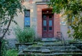 Russia, St. Petersburg, old architecture, elements of architecture, courtyards of the city, a summer courtyard, an old textured wo