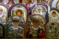 Russia. St. Petersburg 08.08.2022 Orthodox icons in the church on the store shelf Royalty Free Stock Photo