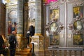 1.07.2021 Russia St. Petersburg. People lining to worship Our Lady icon in Kazan orthodox cathedral Royalty Free Stock Photo