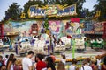 Russia. St. Petersburg 08.08.2013 People ride merry-go-rounds in attractions park