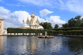 Russia, St. Petersburg, Peterhof, July 8, 2019. On the photo is the main court church in the Upper Park of the State Museum