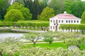 1.07.2021 Russia St. Petersburg. Scenic view of the Marly Palace Museum in Peterhof in summer on a sunny day