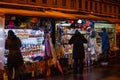 Russia, St. Petersburg, September 29, 2019. Small souvenir shops on the streets of St. Petersburg in the evening autumn. Preparing