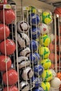 Sports balls for sale in a supermarket