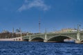 Russia, St Petersburg, view of the Kamenoostrovsky bridge over the Neva river