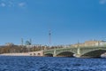 Russia, St Petersburg, view of the Kamenoostrovsky bridge over the Neva river