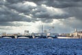 Russia, St. Petersburg, view of the Palace Bridge on the Neva