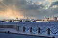 Russia, St. Petersburg, view of the Palace Bridge on the Neva