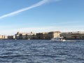 St. Petersburg. Yacht on the Neva River in St. Petersburg, Saint-Petersburg, Russia Royalty Free Stock Photo