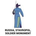 Russia, Stavropol, Soldier Monument travel landmark vector illustration