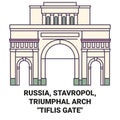 Russia, Stavropol, Triumphal Arch Tiflis Gate travel landmark vector illustration