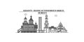 Russia, Surgut city skyline isolated vector illustration, icons